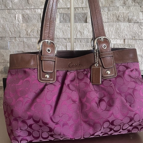 EUC Vintage Purple COACH Brown Handles - Picture 1 of 13